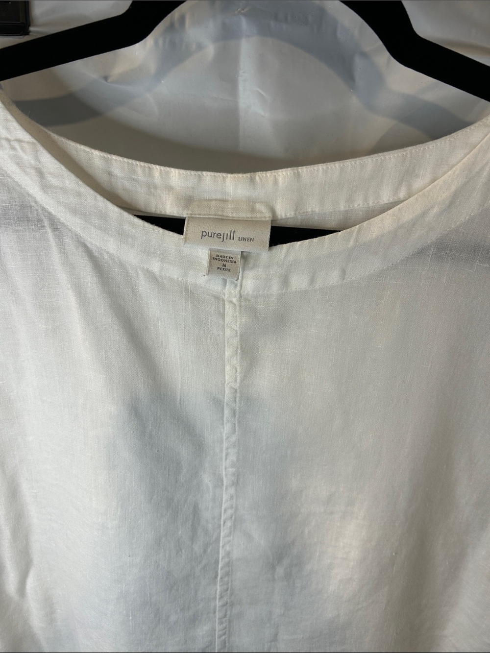 Pure Jill LINEN TOP PETITE MEDIUM WHITE EUC